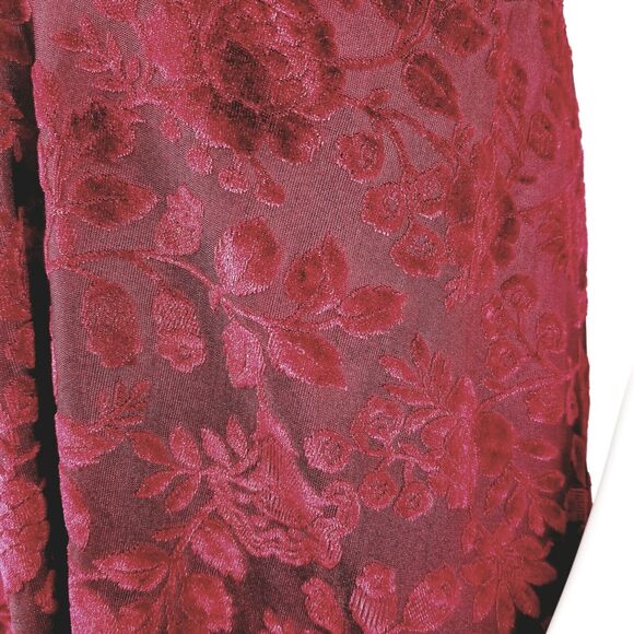 PETRA Babydoll Set XL Red Lingerie Nighty Velvet Brocade Semi-sheer Negligee 2pc - Picture 5 of 10